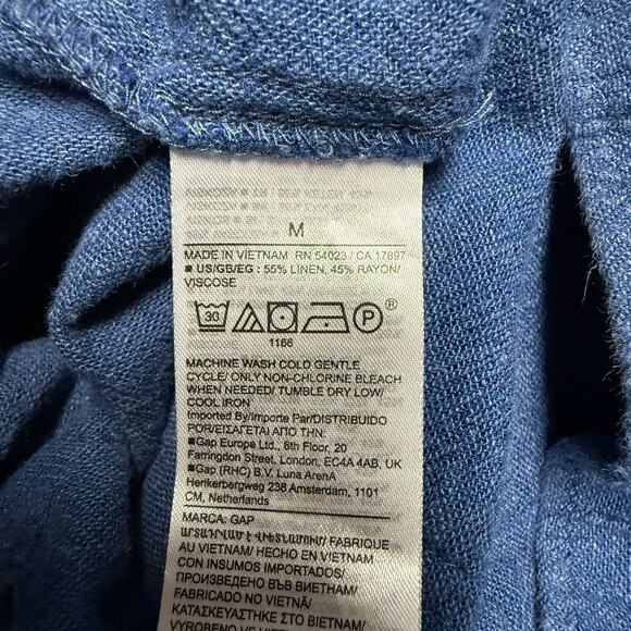 Gap Linen Blend Pull On Wide Leg Pants Womens Medium Chambray Blue Cargo - Picture 4 of 8